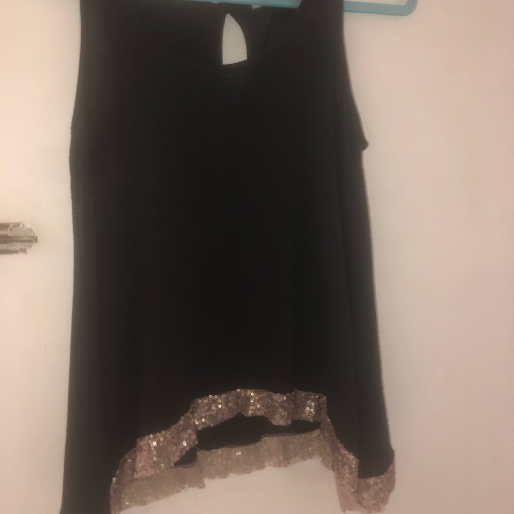 Charming Charlie Tank Top with Gold Sequin Trim